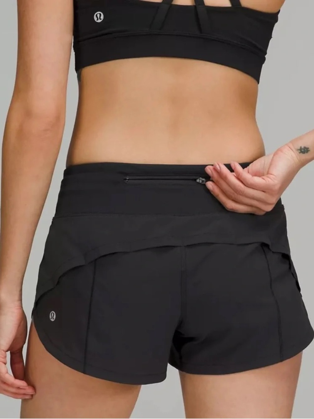 lululemon athletica Black Athletic Run Shorts with Rear Zipper